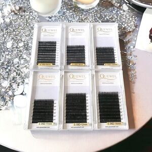 6x Quewel Eyelash Extension Faux 100% Pure Hand Made Silk Lashes